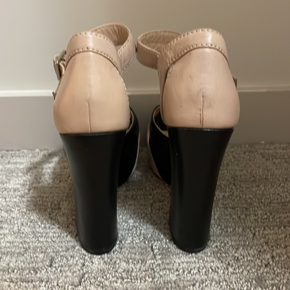 🌟5 for $25🌟 Report Diane Leather Platform Sandal Heels in Black and Cream - Picture 5 of 12